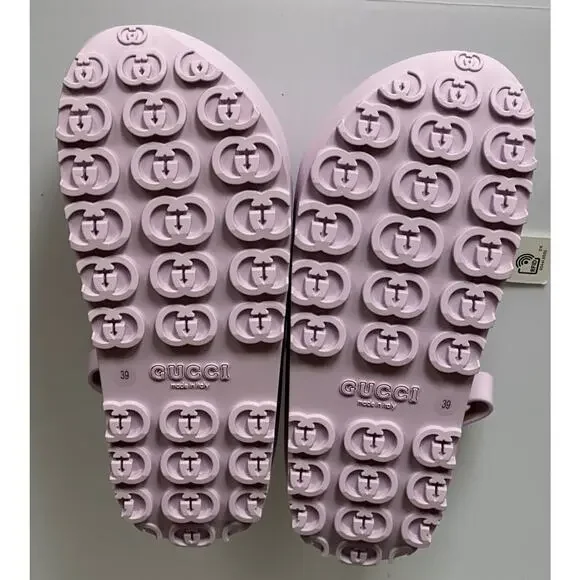 Gucci Women's Horsebit Rubber Pink Slingback Sandals 9 US (39 Eu) IT 742435 NIB - Picture 11 of 14